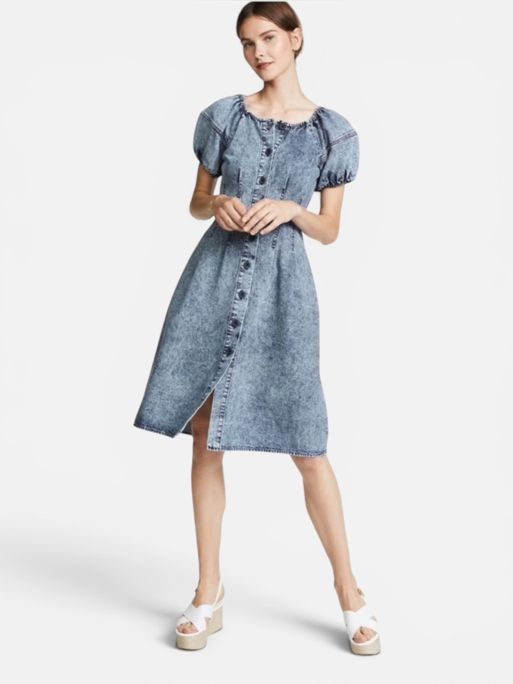 SEA New York Denim Jocelyn Acid Wash Dress Indigo
